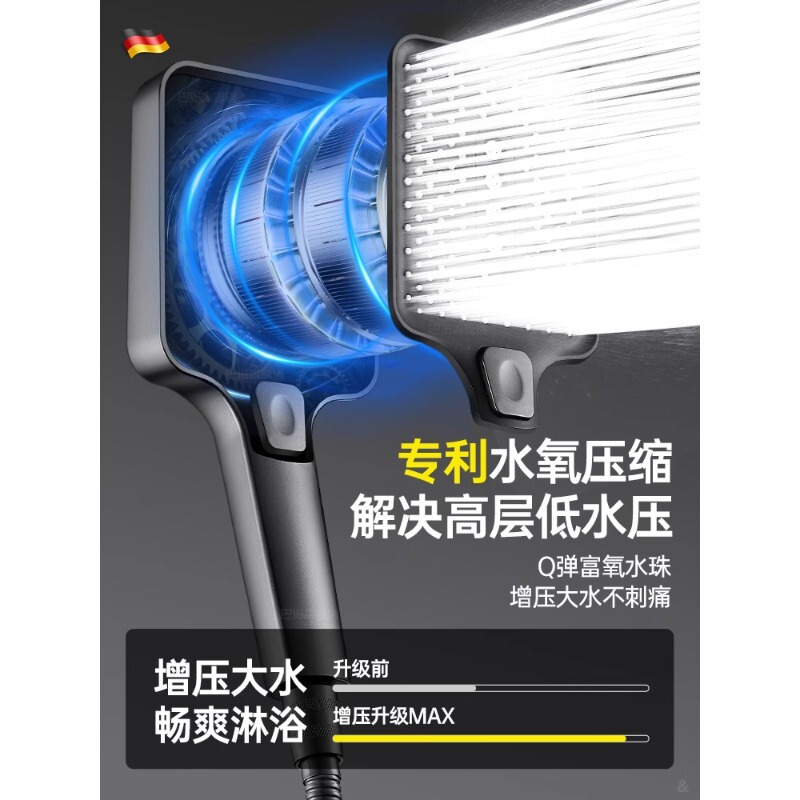 ドイツ製スーパーブーストシャワーヘッド、超強力シャワーヘッド、加圧浴室シャワーヘッドセット|undefined