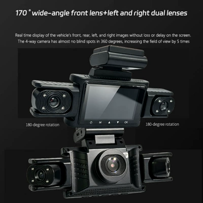 3inch Large-screen quad-recording dashcam: Driving recorder