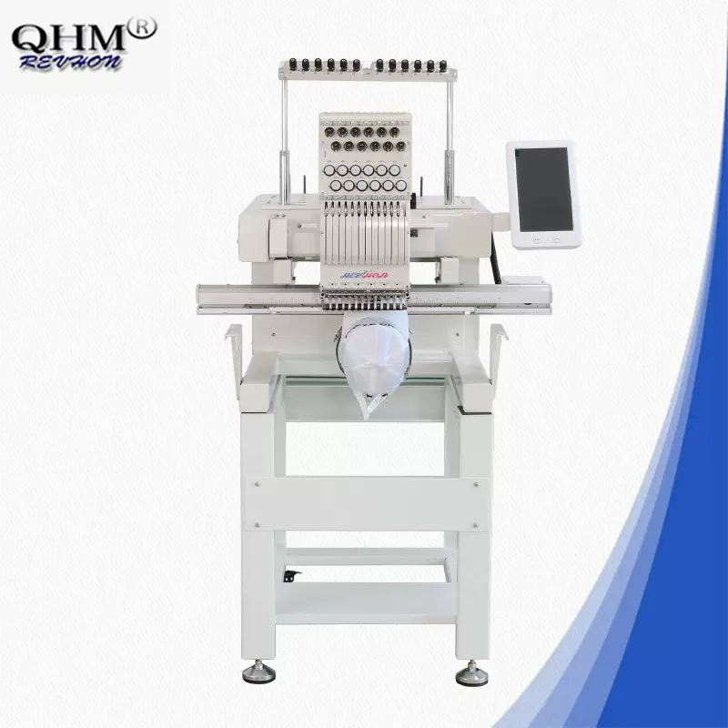 启鸿工厂单头绣花机多功能成衣绣平绣帽绣12/15针单头电脑绣花机