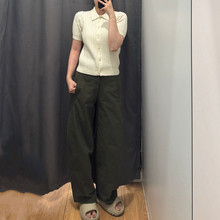日单女装针织廓形长裤/休闲裤弯刀镰刀裤子25秋冬新款Y483722