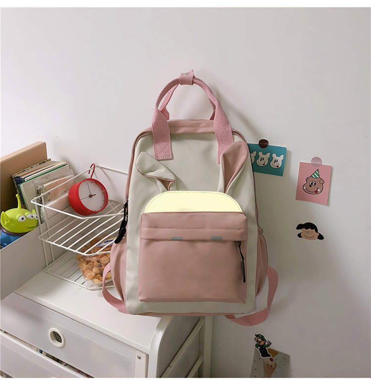 Korean Campus Harajuku Style Student Backpack Japanese Cute Contrast Color Large-capacity Backpack display picture 2