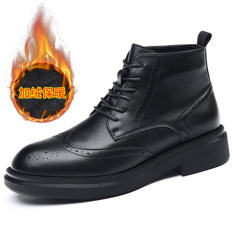 2024 invierno nuevo fondo grueso de lana 6 agujeros estilo británico tendencia Martin botas calentadas botas cortas botas de cuero para hombres