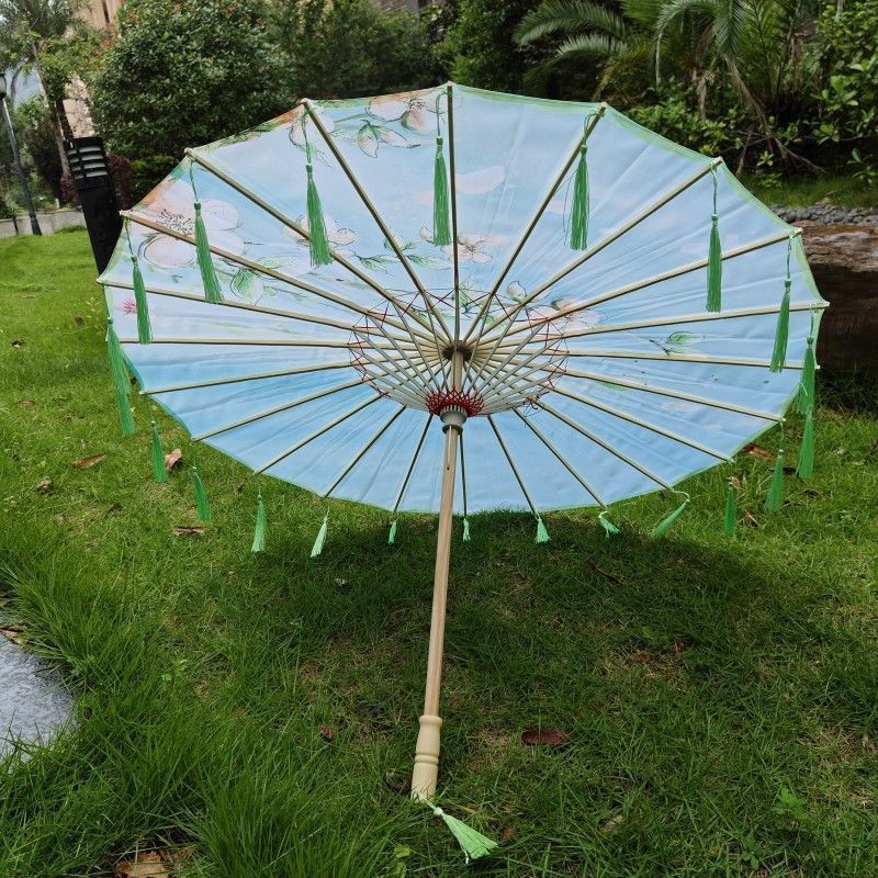 スーパーフェアリーアンティークスタイルの花びらタッセル傘インストールシルク傘写真小道具ダンス傘クラフト古典的な油紙傘|undefined