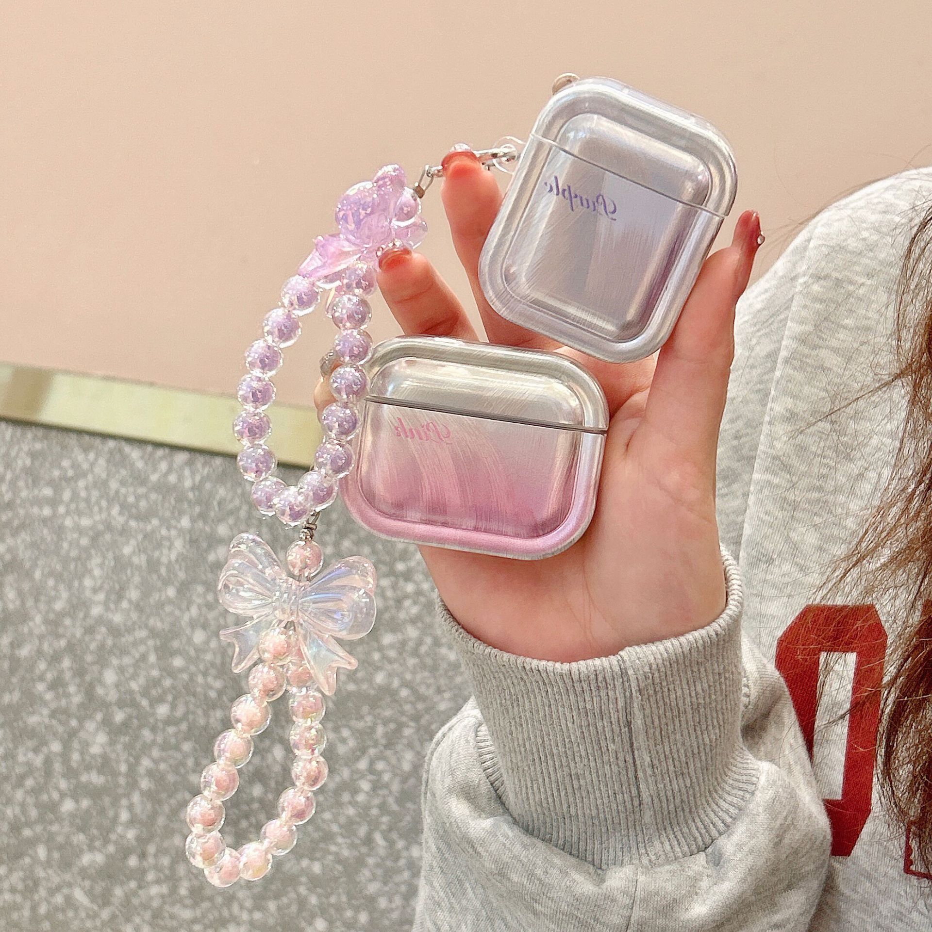Plunksnų siūlų žydėjimo gradiento apsauginis apvalkalas, skirtas „AirPods 3“ 1/2/3 kartos belaidėms „Bluetooth“ ausinėms „Pro2“ minkštas dėklas._voghion.com