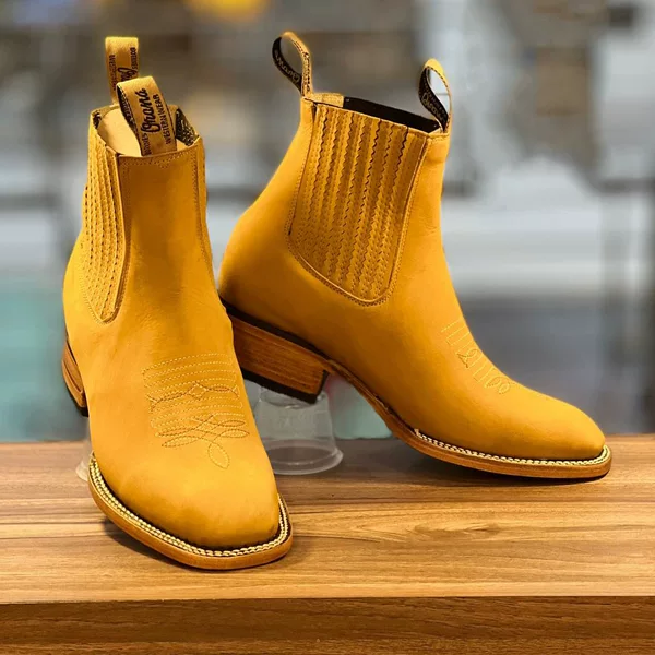 Amazon Independent Station Cross-border Foreign Trade New European and American Embroidered Sleeve Chelsea Martins Western Men's Boots