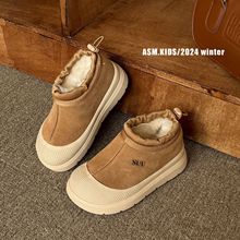 2024冬季新款儿童保暖低帮雪地靴男女童一脚蹬防踢加厚棉靴棉鞋