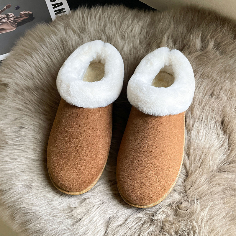 New type of warm snow boots with extra fleece outdoor non-slip home cotton shoes_voghion.com