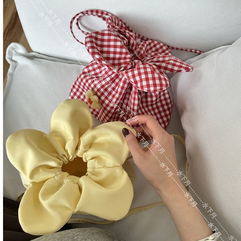 Cute Crossbody Small Flower Bag Drawstring Handbag Carry-on Simple Small Bag High Beauty Small Fresh Light Bag