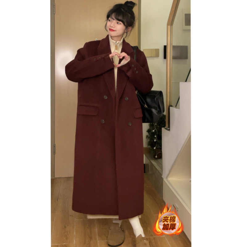 觅定灰色毛呢大衣正肩外套女冬季高级感长款西装呢子黑色小个子|undefined