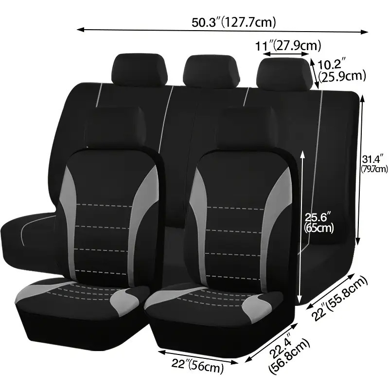 General-Purpose 5-Seater Car Seat Covers with Single Waistline, 9-Piece Set for Export to Southeast Asia, Russia, Africa and Other Overseas Countries