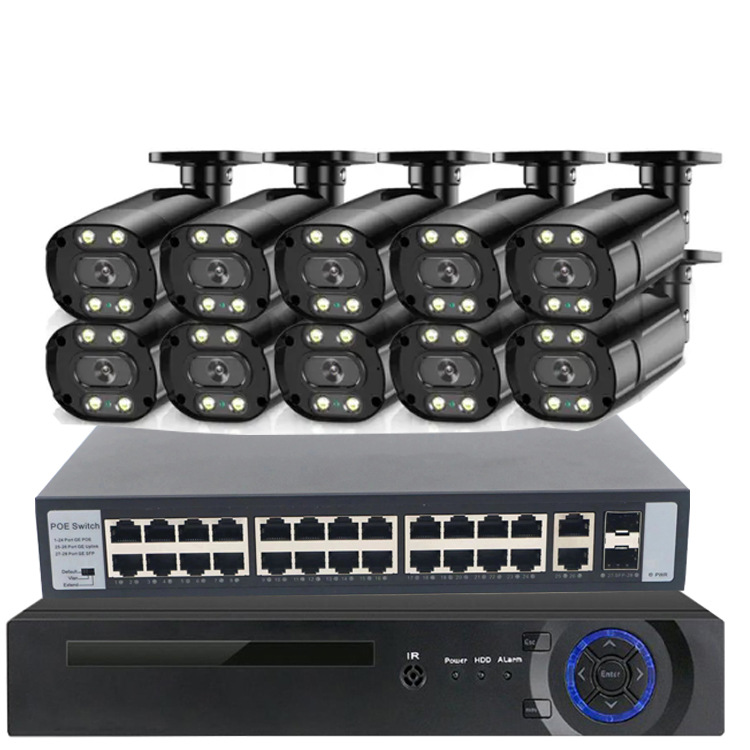 Paquete de monitoreo 10 canales Sistema de monitoreo de seguridad de 5 millones de píxeles Sistema IP POE kit de cámara