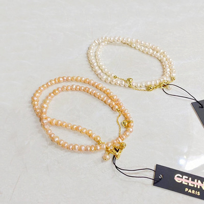 CELIN欧美外贸celin风高级感锁骨链天然珍珠法式LISA同款复古项链|ru