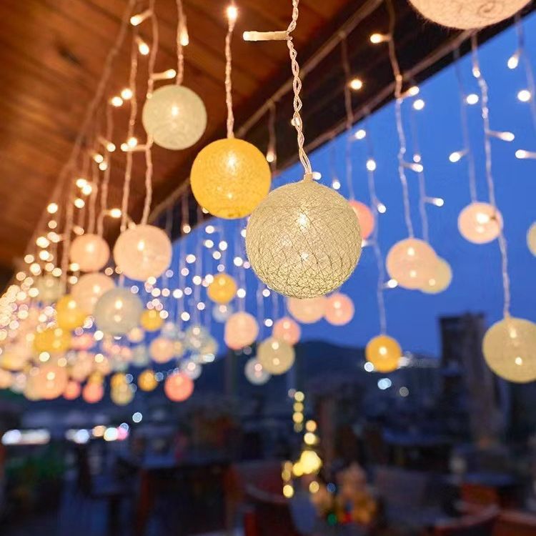 Lichterkette mit 120 LEDs in Baumwollkugelform – 4 m lange, wasserdichte Lichterkette (IP54) für Feste, Hochzeiten und Heimdekoration_voghion.com