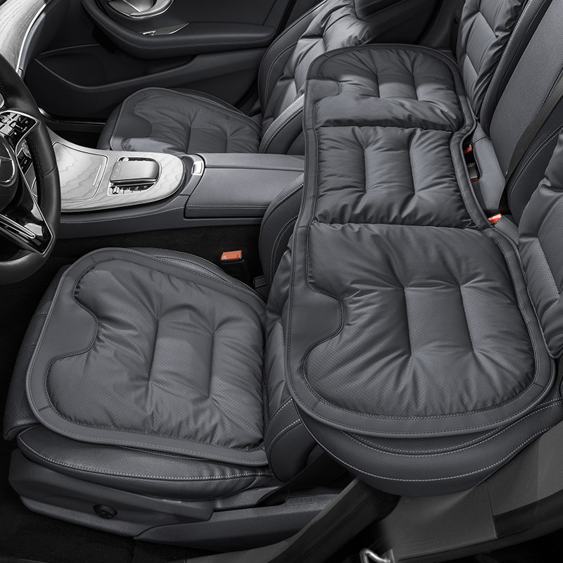 Car Seat Cushion – Qìchē Seat cushion, seat cover - full-car-three-piece-set-nappa-leather-perforated-non-slip-breathable-premium-black