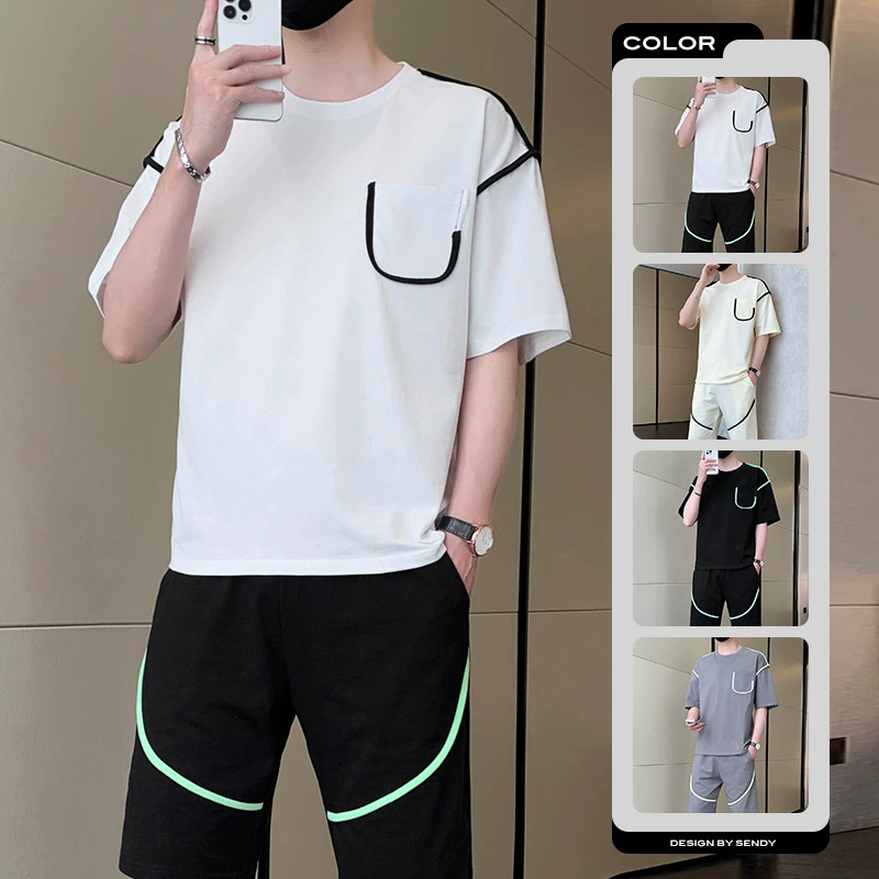Мужские комплекты с короткими рукавами Летние спортивные футболки