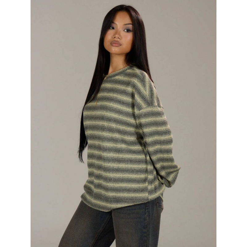J 364 C 86017 Autumn and Winter New Export Round Neck Stripesd Knitwear Spring Casual Y2K90S Strip