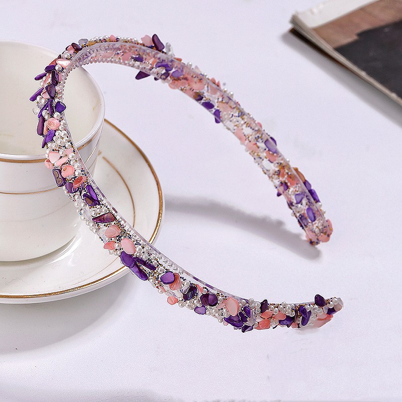 Comercio exterior nuevo color piedra diadema de color floral diamante plástico peine pelo roto acabado artefacto estilo coreano elegante peine del pelo