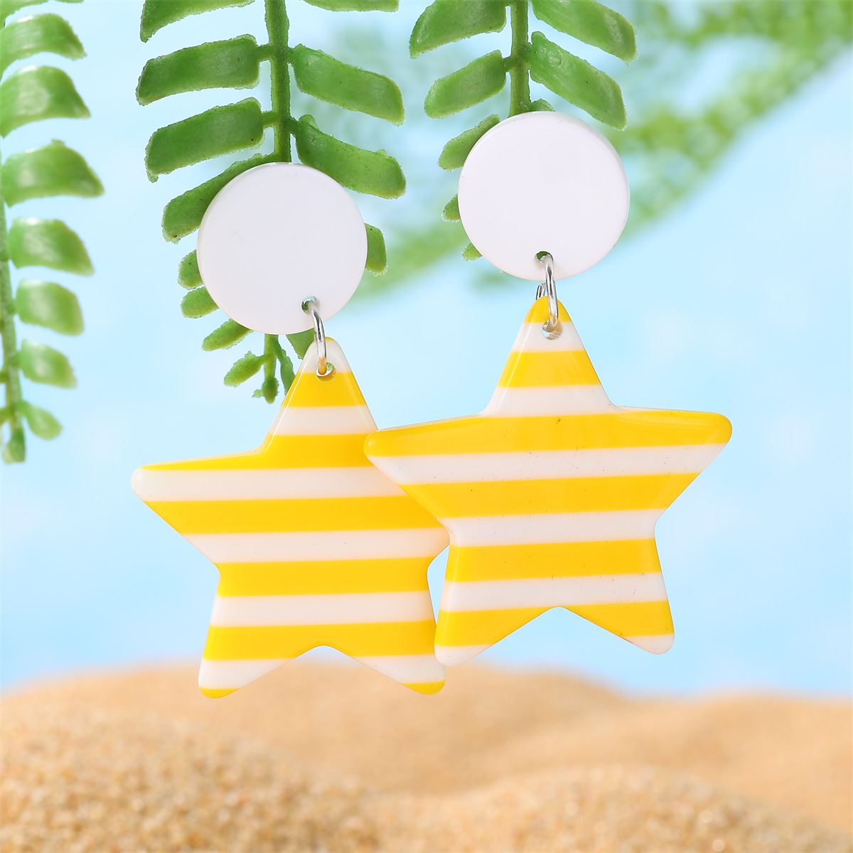 9g Weight Alloy Ear Needle Material Drop Earrings Classification 1 Pair Quantity Holiday, Beach Occasion Acrylic Material Pentagram Pattern All Seasons Season Women's Gender Casual, Vacation Style 1 Pair Casual Vacation Pentagram Arylic Drop Earrings 6