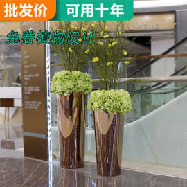 定制304不锈钢花池商场酒店金属弧形花箱室内成品花槽圆形种植盆