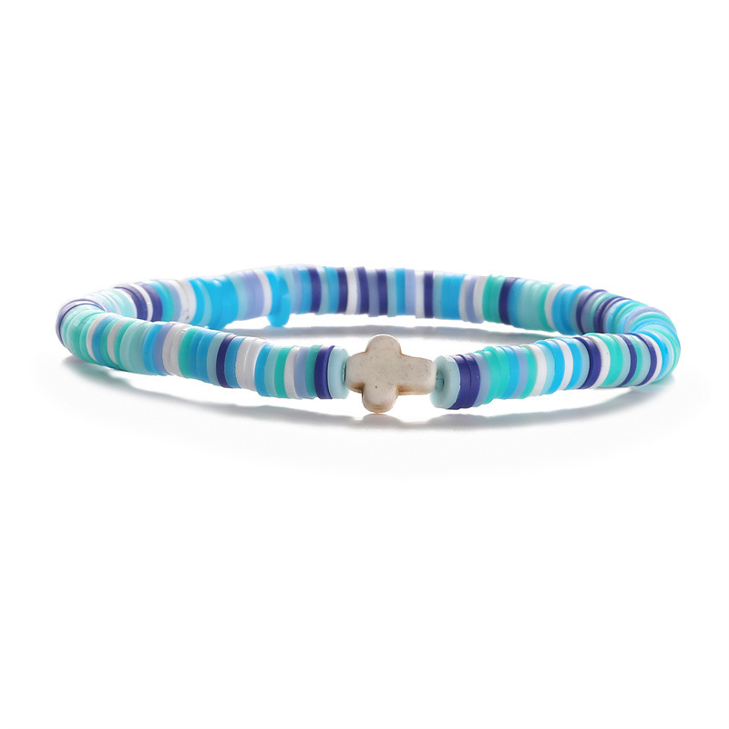 Amazon 6mm de color de cerámica suave cuentas elásticas cuentas pulseras cruz pulseras de regalos para hombres y mujeres
