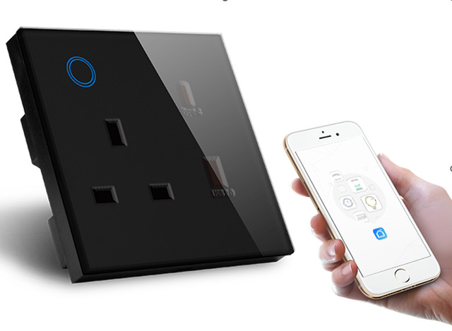 Graffiti WiFi socket inteligente panel de vidrio templado casa inteligente 2-agujero de pared USB interruptor de enchufe universal