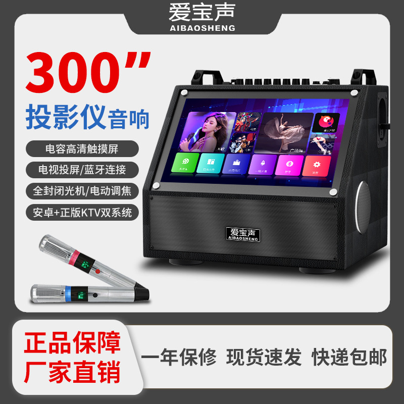 Cross-Border New Voice Karaoke Machine Bluetooth Camping Style Karaoke Projection Audio Outdoor Smart Audio with Microphone Customization