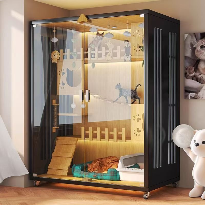 Cat Villa Cat House Household Solid Wood Indoor Cat Cabinet Cat Nest Extra Large Free Space Cat Climbing Frame Integrated Cat Cage