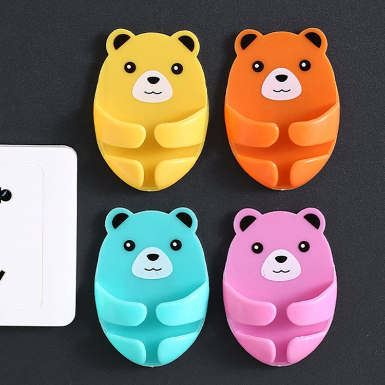 Крючок для вилки, без перфорации, прочный и бесследный крючок для вилки с рисунком, настенный кухонный крючок для хранения вилки с медведем