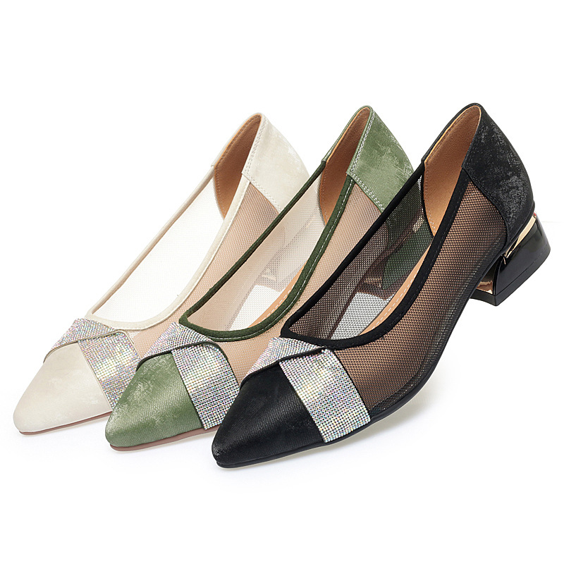 Sandal cao gót nữ đính đá lấp lánh phong cách Hàn Quốc — Màu be