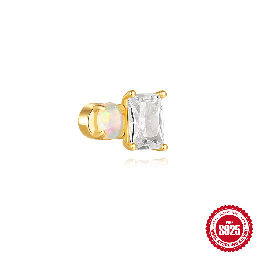 Nuevo estilo s925 plata de ley estilo caliente micro-incrustación circón flor oreja hueso clavo comercio exterior transfronterizo serie Opal arete perforador