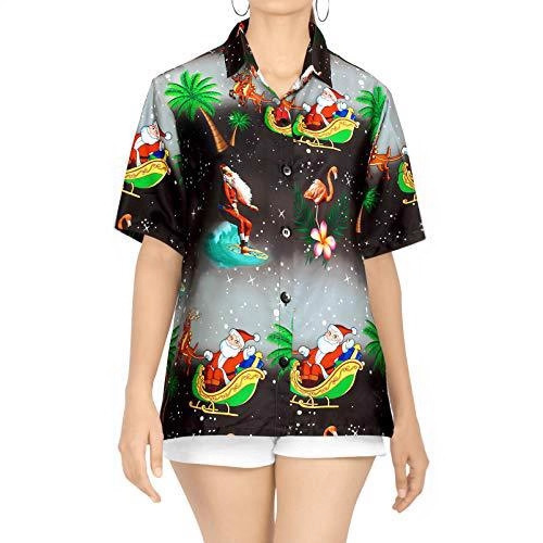 European and American Christmas Plus Size Women's 3D Shirt Digital Printing Hawaiian Santa Claus Pattern Shirt for Women