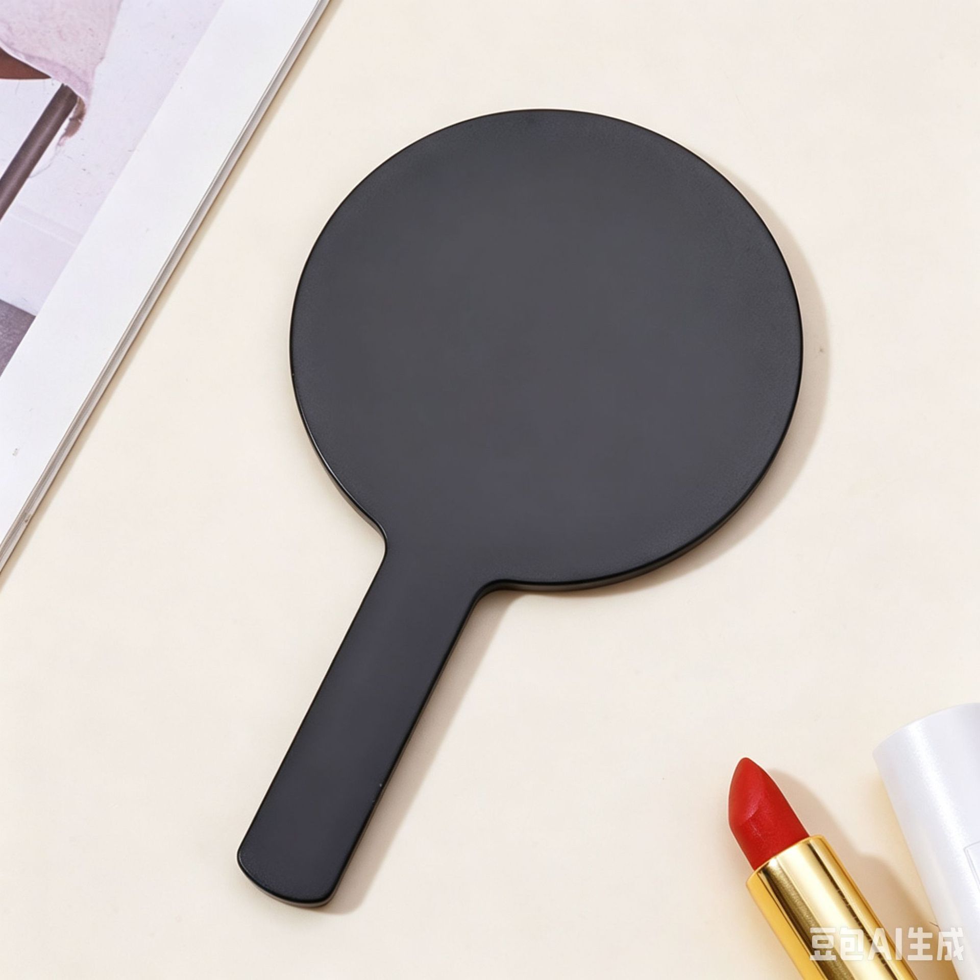 Espejo de mano redondo personalizado con logo | Mini espejo portátil de plástico para maquillaje