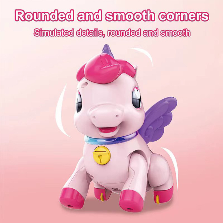 Diversión transfronteriza sonido y luz nocturna dibujos animados unicornio juguetes eléctricos niños niñas pueden cantar juguetes 3 - 6 meses