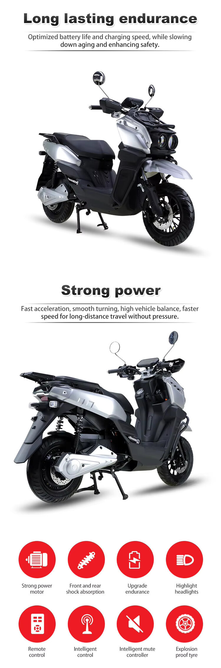 Cross-Border Wholesale 72V High-Speed Long-Distance Tank-Style Electric Motorcycle for Adults, Mountain Climbing Model, Delivery Electric Scooter