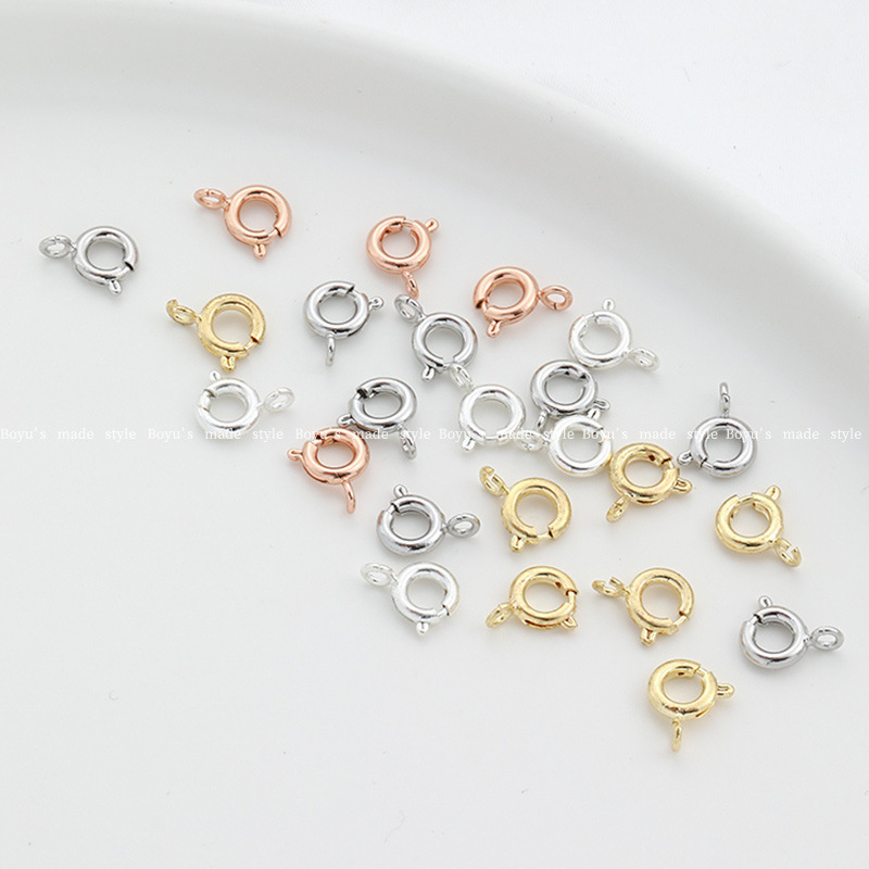 18K gold 14K real gold spring buckle lobster buckle necklace bracelet diy jewelry accessories handmade material buckle wholesale