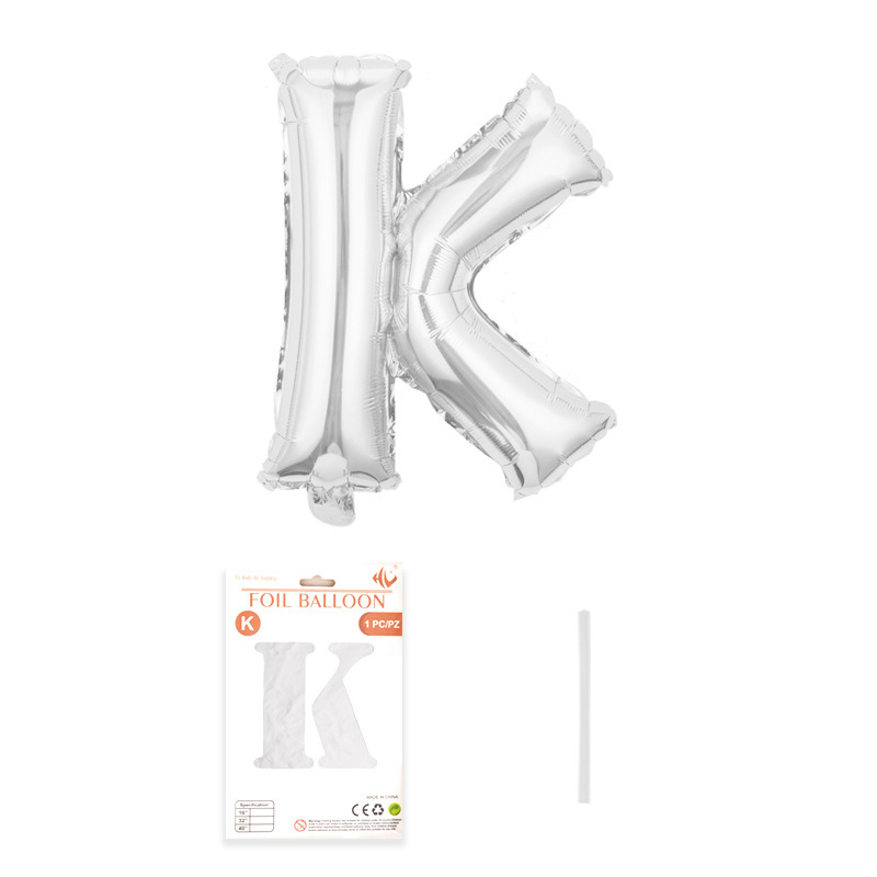 16 pulgadas alfabeto inglés tarjeta de papel independiente embalaje película de aluminio globo decoración de fiesta de cumpleaños diseño papel de aluminio globo al por mayor