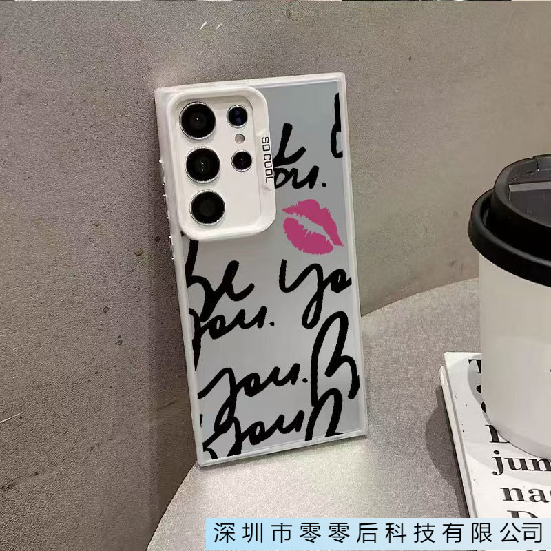 English Red Lips Suitable for Samsung Galaxy S25Ultra Mobile Phone Case Samsungs24 Cross-Border A55/A56S21