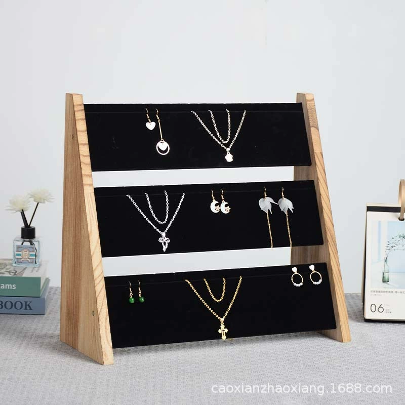 Деревянная подставка для ювелирных изделий, двухслойная подставка для подвесок, браслетов, сережек, стеллаж для хранения ювелирных изделий, хранение ювелирных изделий