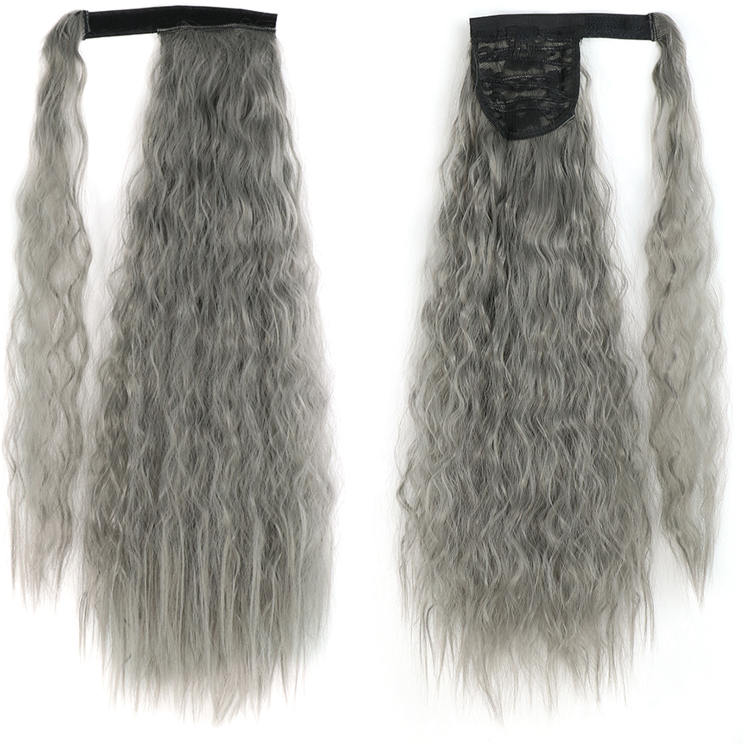 55CM seda europea y americana de alta temperatura velcro de maíz velcro de cabello largo rizado agua cola de caballo pelucas onduladas