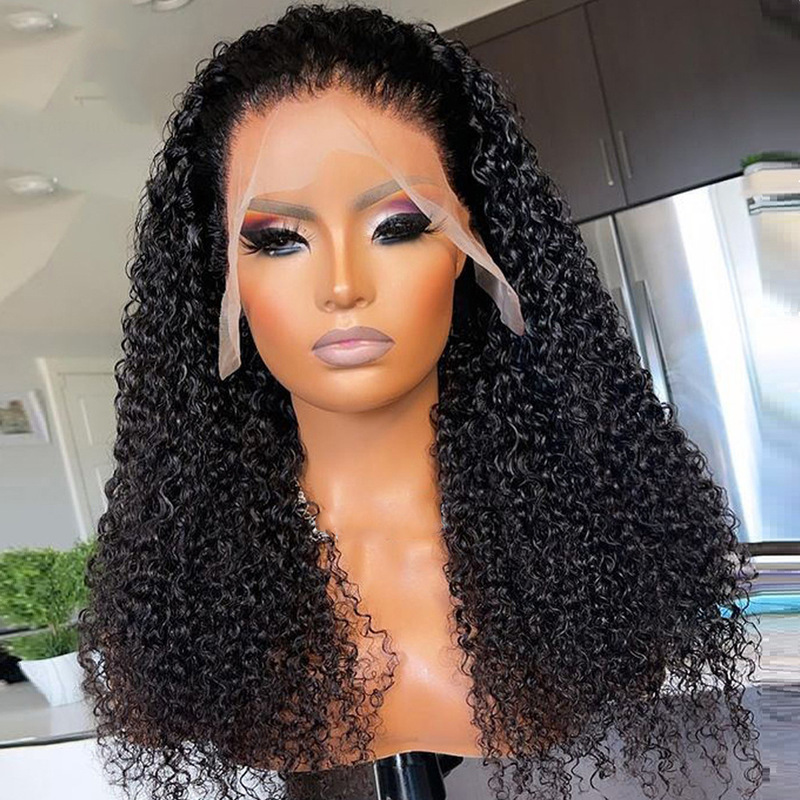 Cross-border European and American fashion wig women's foreign trade African black small volume chemical fiber long curly hair full head cover factory