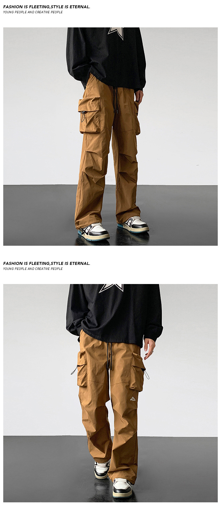 Men's Cargo Pants American Style Drawstring Jogger Sports Trousers_voghion.com