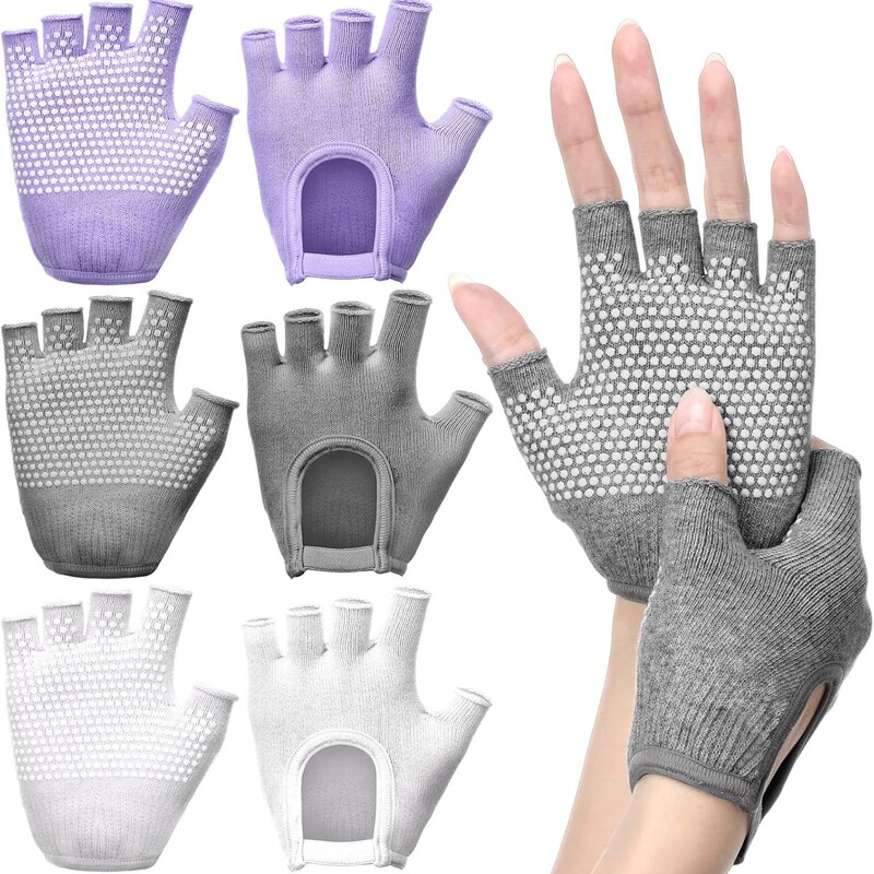 Non-Slip Aerial Yoga Gloves for Beginners High Aerial Training Sports Fitness Cotton Breathable Half-Finger Gloves Multi-Color