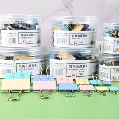Wholesale Morandi Tail Clips Office Long Tail Clips Ticket Clip Ticket Clip Macaron Binding Clip Box Storage Clip 