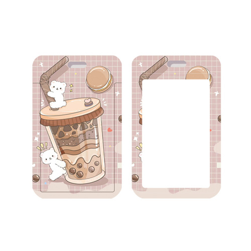 Plastic slider cute bunny cartoon card holder student access card ID card IC card protective cover foreign trade wholesale