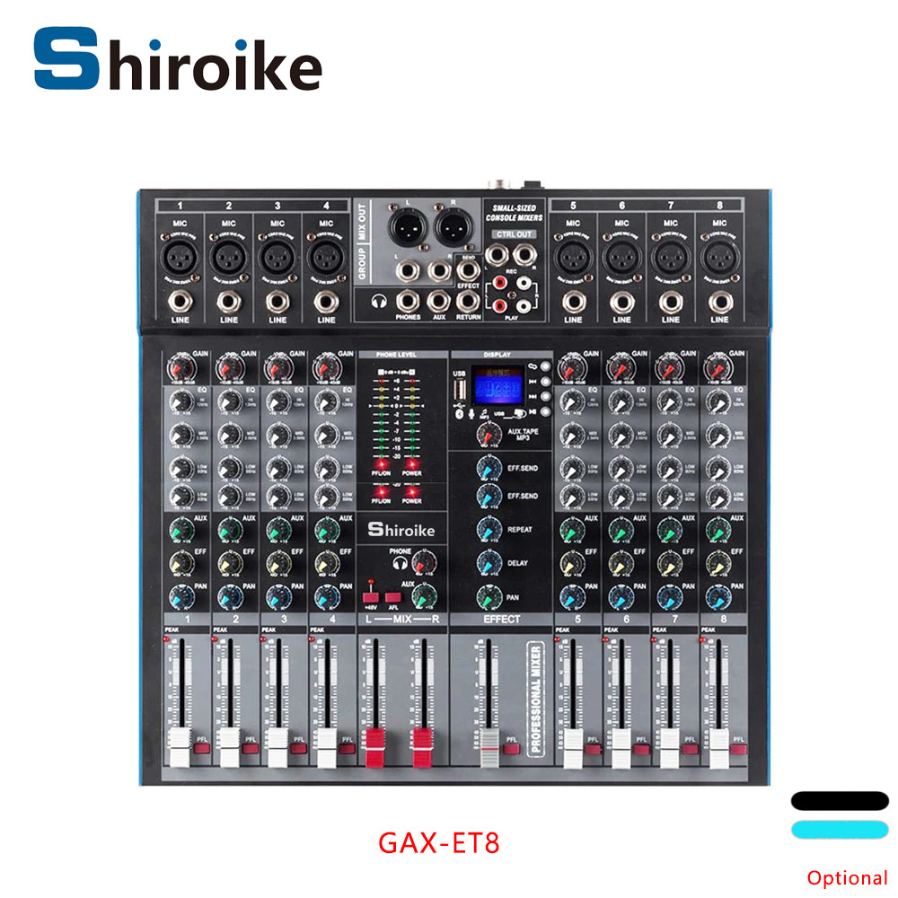 GAX-ET16 전문 16/12/8 채널 DJ 믹싱 믹서 강력한 48V 팬텀 파워 믹서