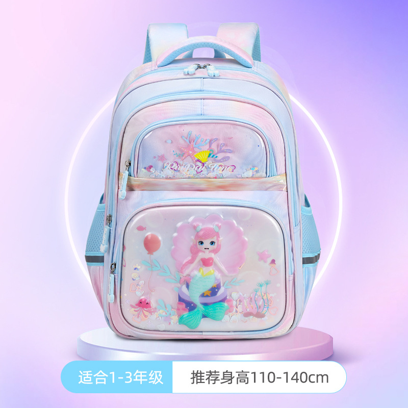 Mochila escolar para niñas de 1º a 2º grado, marca Rui, gran capacidad, reduce el peso, diseño de dibujos animados, para niñas de primaria, modelo nuevo 2025, ligera.