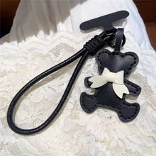 卡通皮革小熊挂件手机挂绳皮质手腕提短款汽车钥匙包包挂饰防丢女