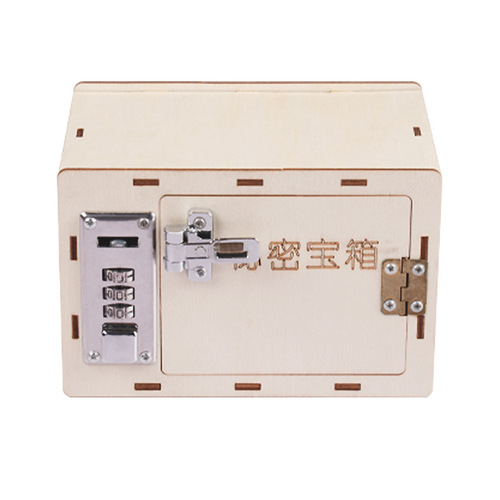 Mechanical wooden safe diy password box technology small production children's wooden puzzle technology educational toys
