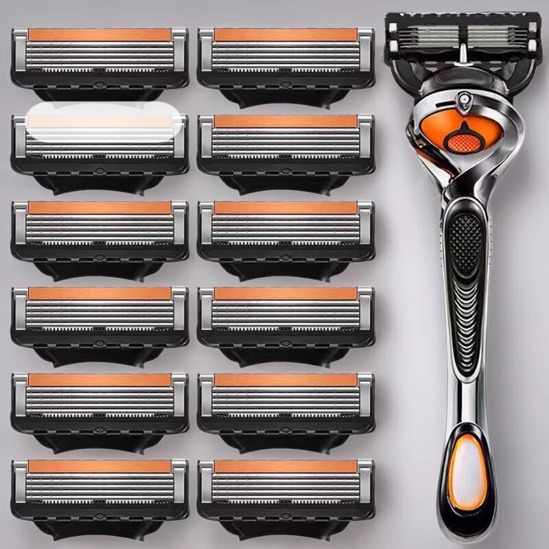 5-Layer Universal Manual Razor with Fast Blades for Men, Five-Layer Blade Head, Gillette Razor Handle