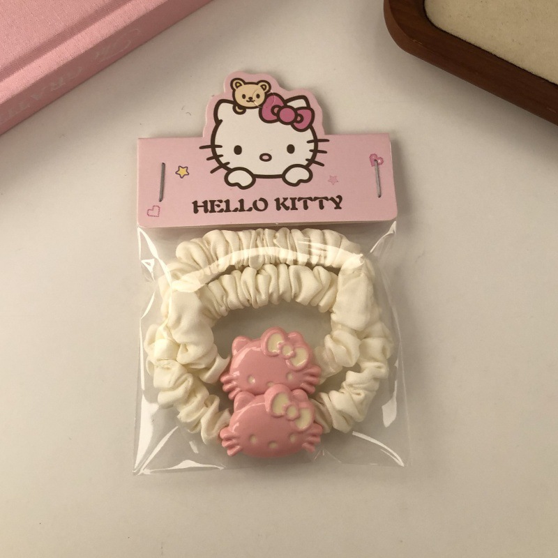 Cute rosa gatito conjunto de adornos de cabello dulce niña dibujos animados cuerda de cabello clip de boca de pato clip de cabello frisa clip